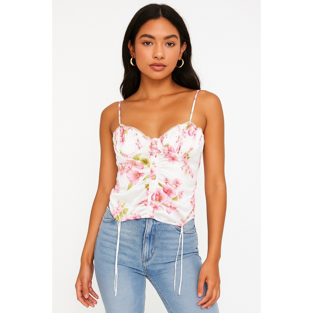 FOR LOVE & LEMONS x VICTORIAS SECRET bustier bra silky top floral coquette